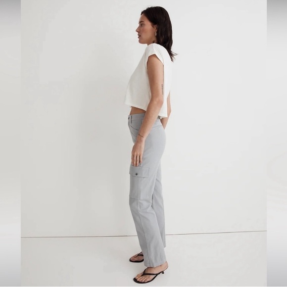 Madewell The Garment-Dyed '90s Straight Cargo High-Waisted Pants Gray Solstice - Picture 3 of 6
